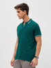 Men's Teal Green Solid Regular Fit Half Sleeve Cotton Polo T-Shirt