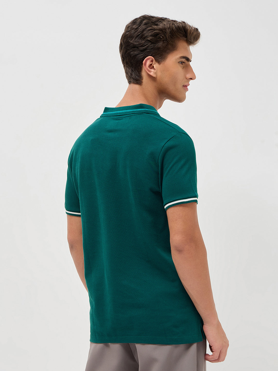 Men's Teal Green Solid Regular Fit Half Sleeve Cotton Polo T-Shirt