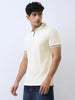 Men's White Solid Regular Fit Half Sleeve Cotton Polo T-Shirt