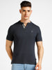 Urbano Fashion Men's Grey Solid Slim Fit Half Sleeve Cotton Polo T-Shirtwith Mandarin Collar