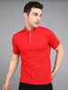 Urbano Fashion Men's Red Solid Slim Fit Half Sleeve Cotton Polo T-Shirt with Mandarin Collar