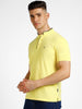 Urbano Fashion Men's Yellow Solid Slim Fit Half Sleeve Cotton Polo T-Shirt with Mandarin Collar