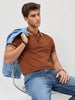 Men's Chocolare Brown Solid Regular Fit Half Sleeve Cotton Polo T-Shirt