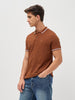 Men's Chocolare Brown Solid Regular Fit Half Sleeve Cotton Polo T-Shirt