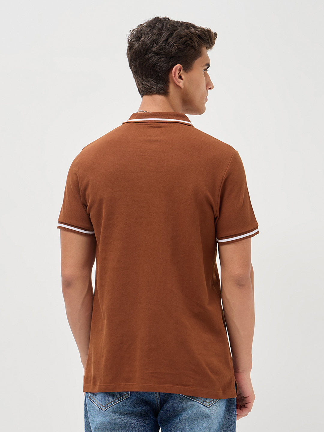 Men's Chocolare Brown Solid Regular Fit Half Sleeve Cotton Polo T-Shirt