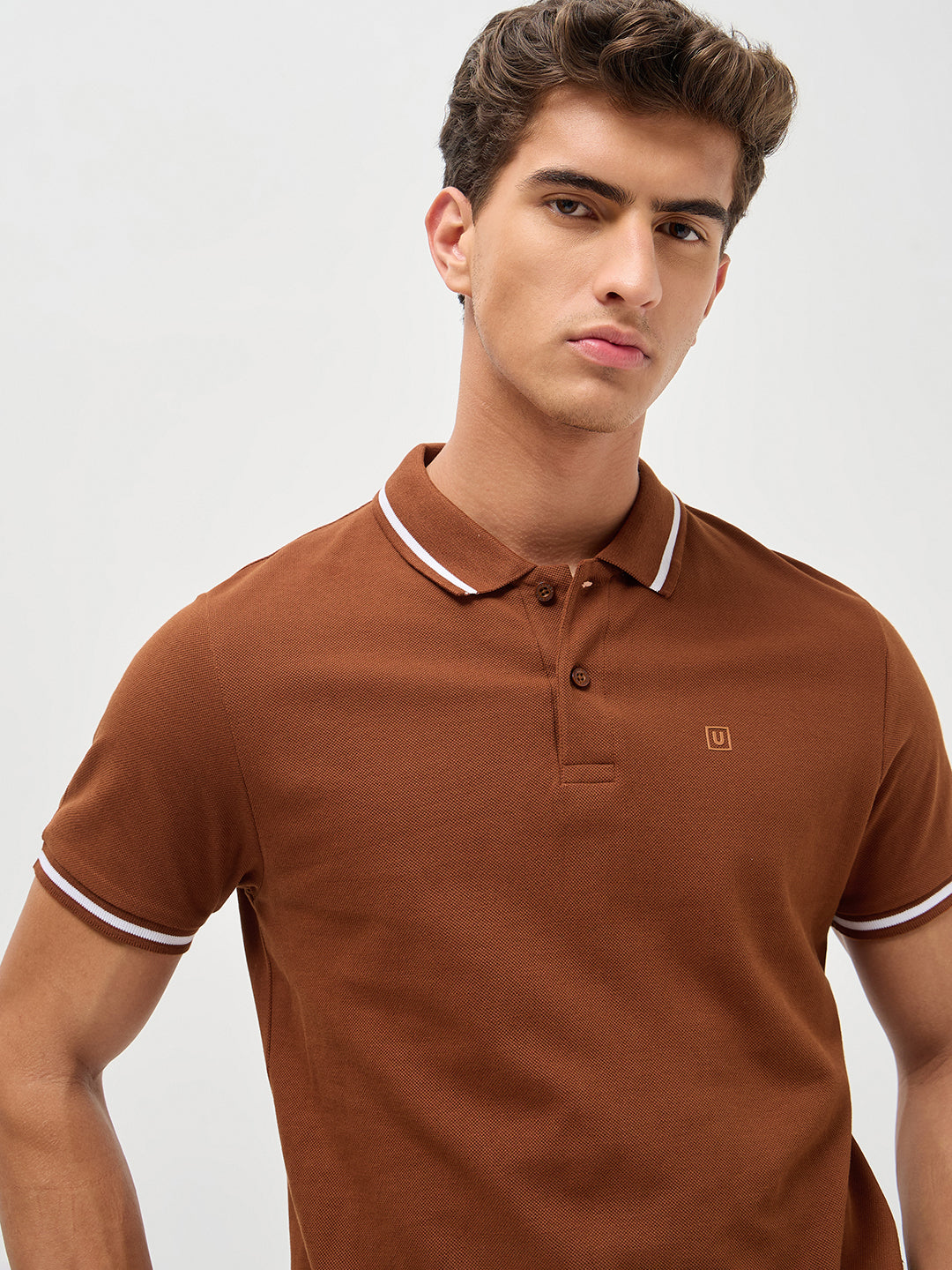 Men's Chocolare Brown Solid Regular Fit Half Sleeve Cotton Polo T-Shirt