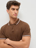 Men's Dark Brown Solid Regular Fit Half Sleeve Cotton Polo T-Shirt