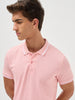 Men's Dusty Pink Solid Regular Fit Half Sleeve Cotton Polo T-Shirt