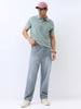 Men's Granite Green Solid Regular Fit Half Sleeve Cotton Polo T-Shirt