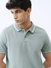 Men's Granite Green Solid Regular Fit Half Sleeve Cotton Polo T-Shirt