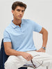 Men's Light Sky Blue Solid Regular Fit Half Sleeve Cotton Polo T-Shirt
