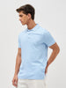 Men's Light Sky Blue Solid Regular Fit Half Sleeve Cotton Polo T-Shirt