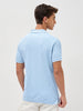 Men's Light Sky Blue Solid Regular Fit Half Sleeve Cotton Polo T-Shirt