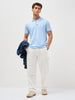 Men's Light Sky Blue Solid Regular Fit Half Sleeve Cotton Polo T-Shirt