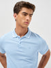 Men's Light Sky Blue Solid Regular Fit Half Sleeve Cotton Polo T-Shirt