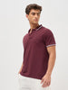 Men's Maroon Solid Regular Fit Half Sleeve Cotton Polo T-Shirt