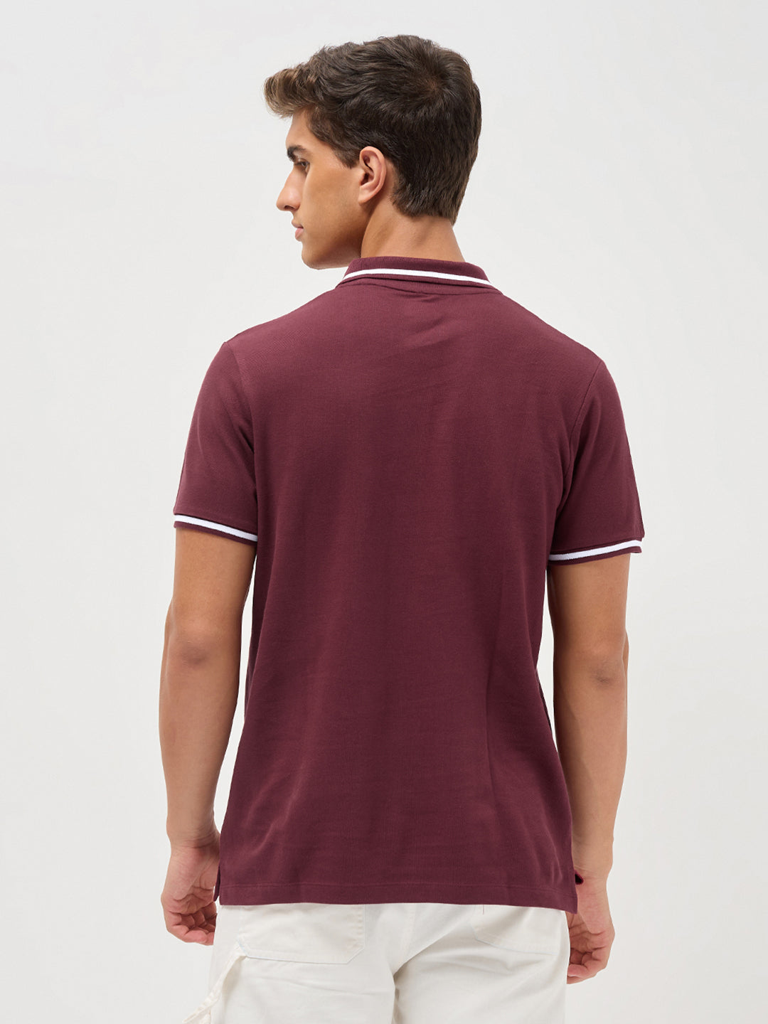 Men's Maroon Solid Regular Fit Half Sleeve Cotton Polo T-Shirt