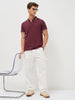 Men's Maroon Solid Regular Fit Half Sleeve Cotton Polo T-Shirt