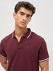 Men's Maroon Solid Regular Fit Half Sleeve Cotton Polo T-Shirt
