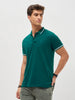 Men's Teal Green Solid Regular Fit Half Sleeve Cotton Polo T-Shirt