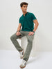 Men's Teal Green Solid Regular Fit Half Sleeve Cotton Polo T-Shirt