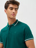 Men's Teal Green Solid Regular Fit Half Sleeve Cotton Polo T-Shirt