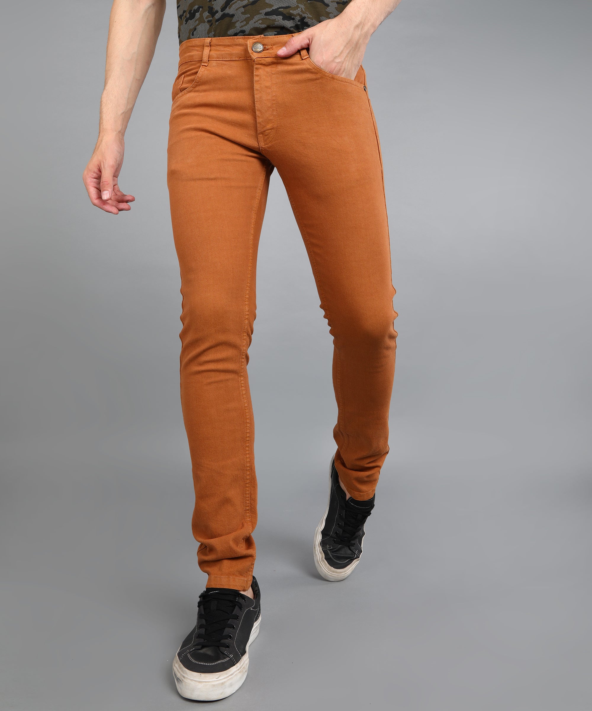 Urbano Fashion Men's Khaki Slim Fit Washed Jeans Stretchable