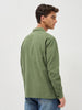 Men's Green Cotton Full Sleeve Relaxed Fit Shacket with Utility Pockets