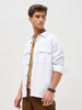 Men's White Cotton Full Sleeve Relaxed Fit Shacket with Utility Pockets