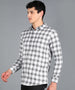 Men's White Cotton Full Sleeve Slim Fit Casual Checkered Shirt