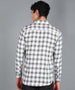 Men's White Cotton Full Sleeve Slim Fit Casual Checkered Shirt