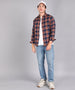 Men's Blue Cotton Full Sleeve Slim Fit Casual Checkered Shirt