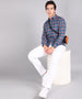 Urbano Fashion Men's Blue Cotton Full Sleeve Slim Fit Casual Checkered Shirt