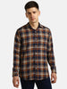 Urbano Fashion Men's Orange Cotton Full Sleeve Slim Fit Casual Checkered Shirtwith Hooded Collar