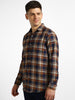 Urbano Fashion Men's Orange Cotton Full Sleeve Slim Fit Casual Checkered Shirtwith Hooded Collar