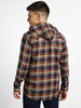 Urbano Fashion Men's Orange Cotton Full Sleeve Slim Fit Casual Checkered Shirtwith Hooded Collar