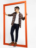 Urbano Fashion Men's Orange Cotton Full Sleeve Slim Fit Casual Checkered Shirtwith Hooded Collar