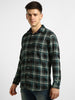 Urbano Fashion Men's Green Cotton Full Sleeve Slim Fit Casual Checkered Shirtwith Hooded Collar