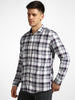 Urbano Fashion Men's White Cotton Full Sleeve Slim Fit Casual Checkered Shirtwith Hooded Collar