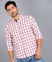 Men's White Cotton Full Sleeve Slim Fit Casual Checkered Shirt