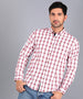 Men's White Cotton Full Sleeve Slim Fit Casual Checkered Shirt