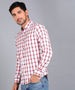 Men's White Cotton Full Sleeve Slim Fit Casual Checkered Shirt