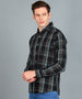 Men's Black Cotton Full Sleeve Slim Fit Casual Checkered Shirt