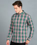 Urbano Fashion Men's Green Cotton Full Sleeve Slim Fit Casual Checkered Shirt