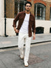 Men's Brown Corduroy Full Sleeve Regular Fit Solid Overshirt with Utility Pockets