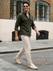 Men's Dark Olive Corduroy Full Sleeve Regular Fit Solid Overshirt with Utility Pockets