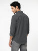 Men's Grey Corduroy Full Sleeve Regular Fit Solid Overshirt with Utility Pockets
