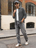 Men's Grey Corduroy Full Sleeve Regular Fit Solid Overshirt with Utility Pockets