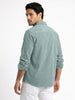 Men's Light Blue Corduroy Full Sleeve Regular Fit Solid Overshirt with Utility Pockets