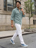 Men's Light Blue Corduroy Full Sleeve Regular Fit Solid Overshirt with Utility Pockets